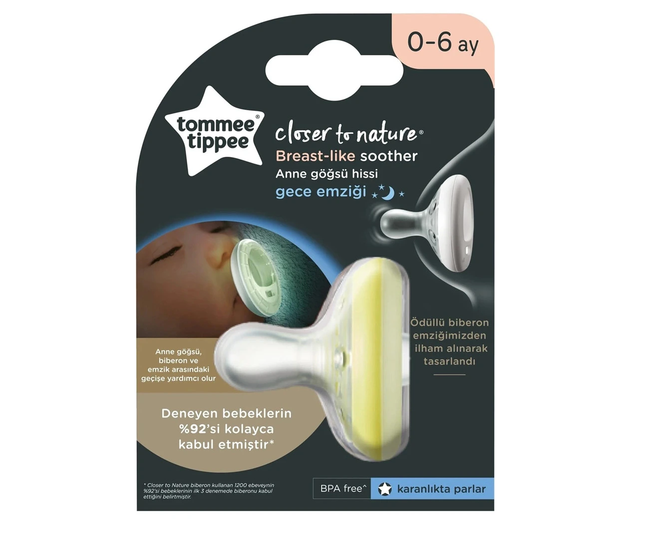 Tommee tippee gece emziği 0-6 ay